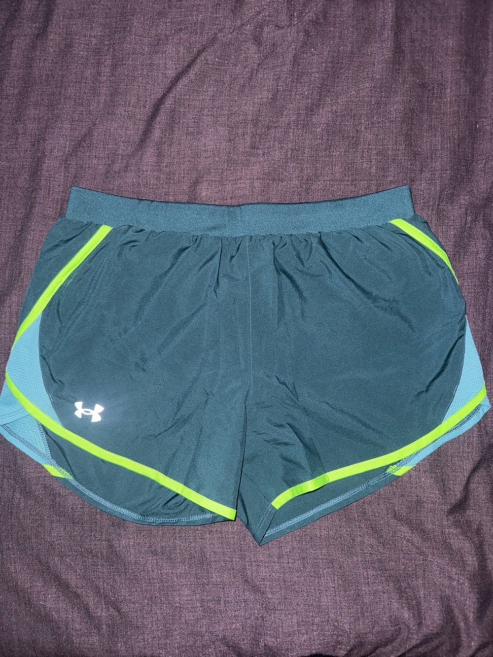 Under Armour Teal Athletic Shorts with Neon Green Trim
